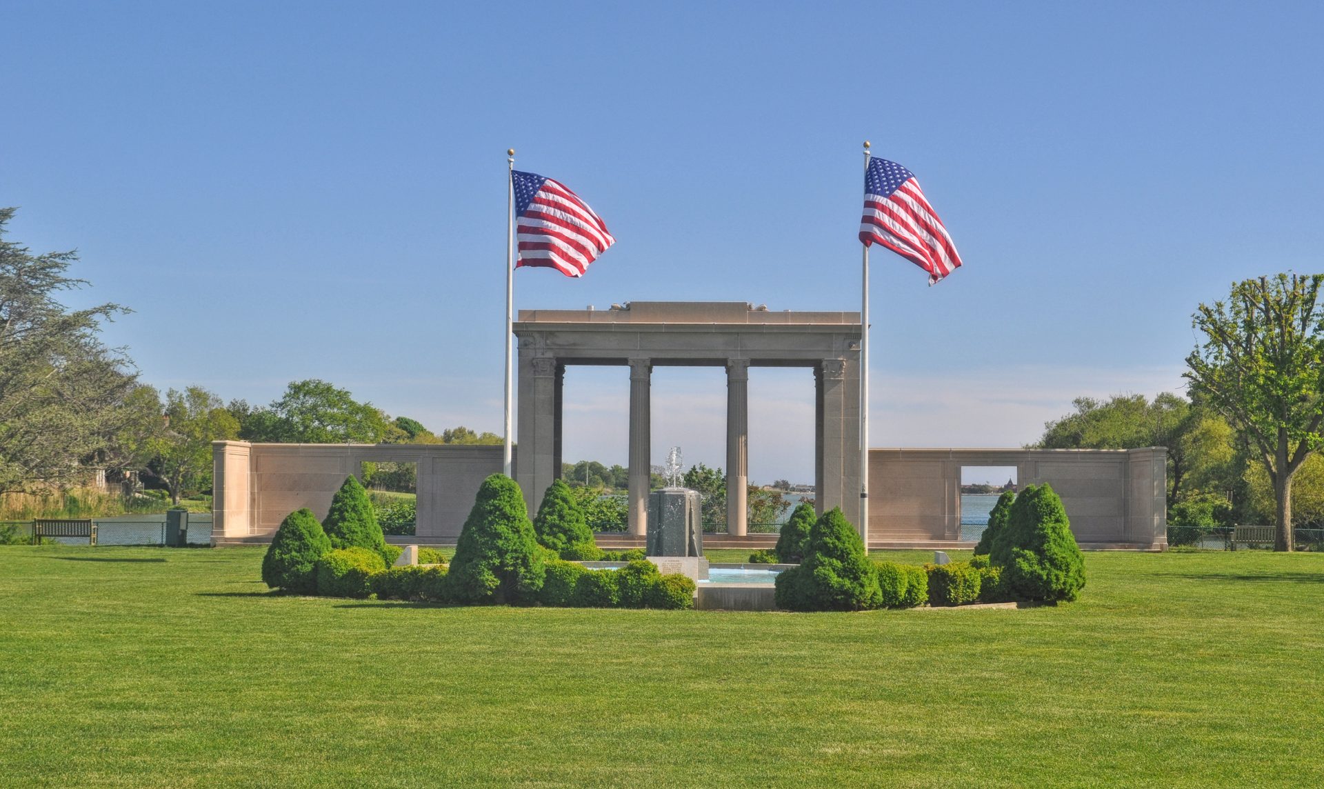 Agawam Park and WWI Memorial WWII Fountain